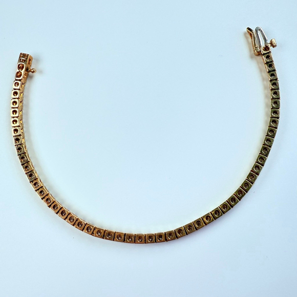 Estate 14K Solid Yellow Gold 3.75 TCW Natural Diamond 3mm Tennis Bracelet - Picture 7 of 12